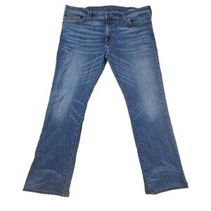 True Religion Jeans Men's 42x31 Blue Straight Denim Faded Whiskers Streetwear